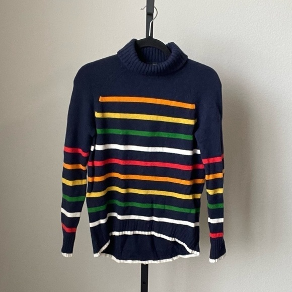 J. Crew Rainbow Striped Alpaca Blend Tall Turtleneck Sweater - Size XXS - Picture 2 of 5